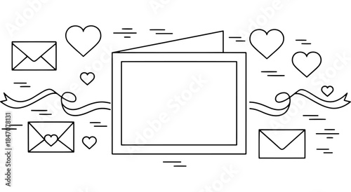 Love letter and hearts composition with ribbons and envelopes Vector