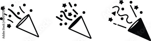 black party three icon set vector illustration design art