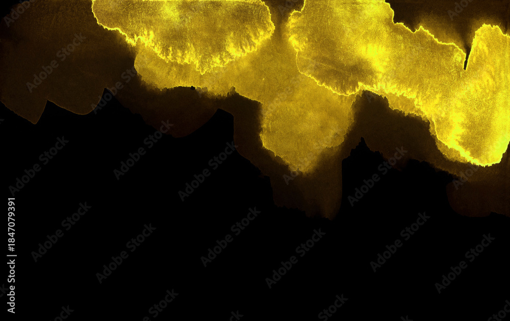 Obraz premium Bright painted golden and yellow watercolor texture. Hand drawn background