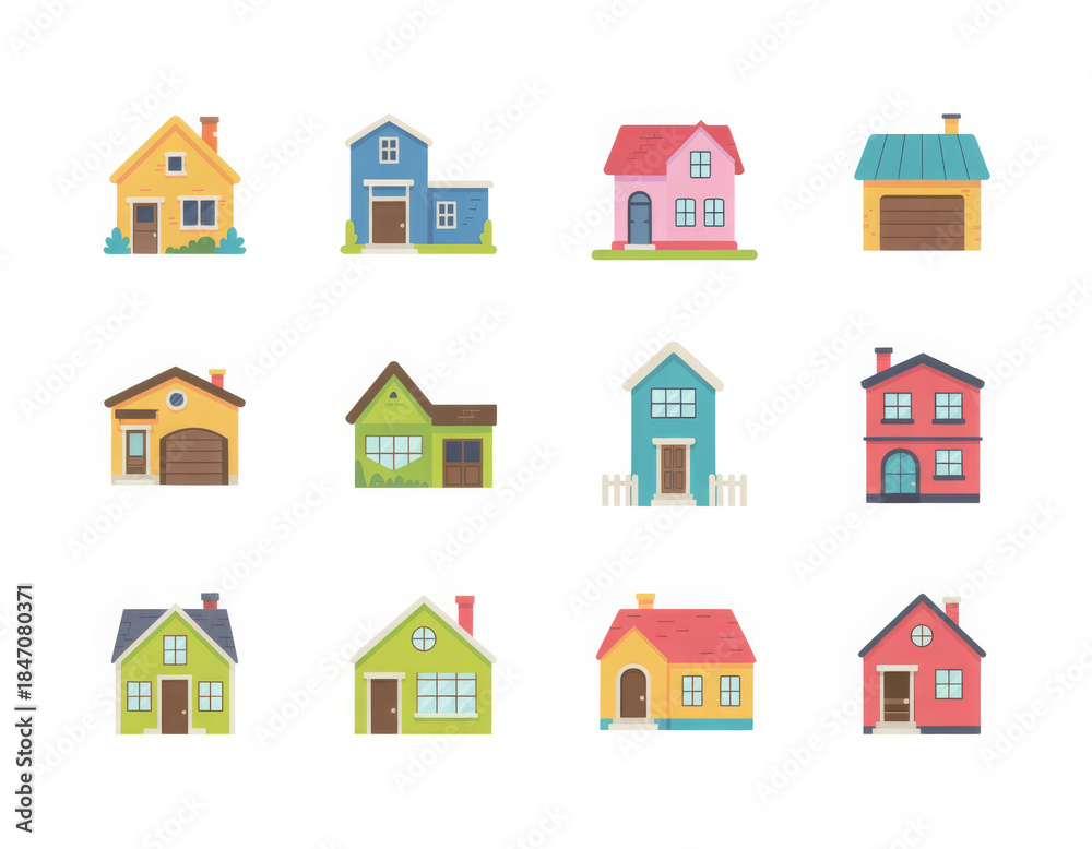 Fototapeta premium House vector flat illustration / Home flat icon set.