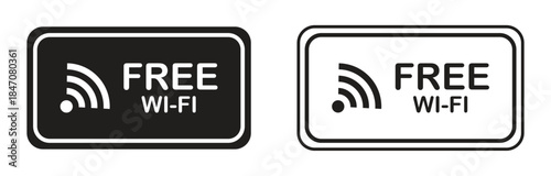 Free WiFi Sign Icon Set in Light and Dark Style, Vector Illustration