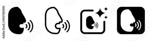 Voice icon with sound waves showing shouting and yelling on transparent background vector illustration