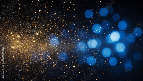 Golden and blue bokeh lights