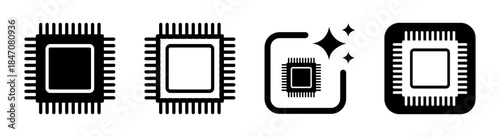 Processor icon with microchip and dual core AI design for future technology with transparent background vector illustration