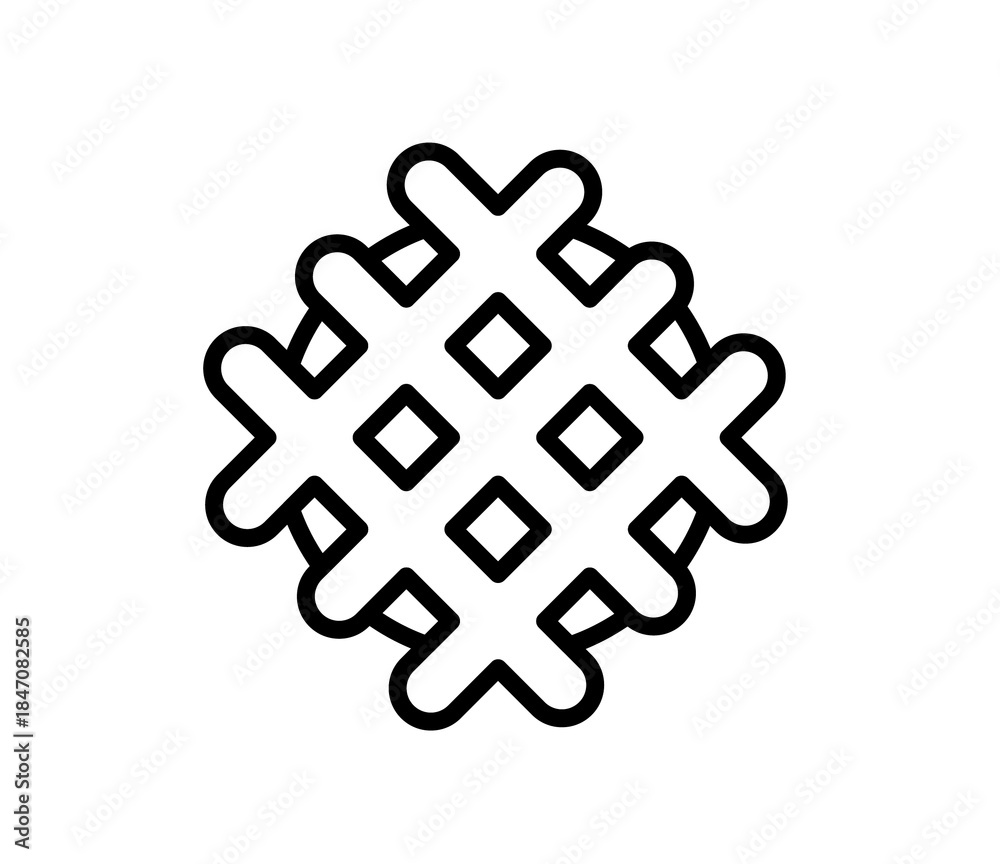 Obraz premium Waffle dessert icon, vector flat black outline illustration