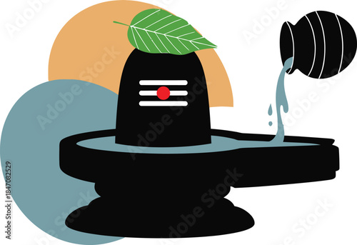 Maha Shivarati  illustrated water fountain with water flowing from a spout on a transparent background