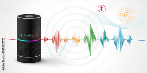 Digital Voice Assistant, AI Sound Wave & Speech Recognition Concept