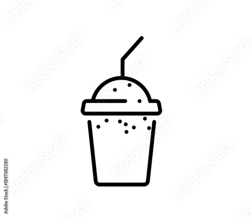 Milkshake, iced coffee or tea, milk shake or juice icon, vector flat black outline illustration