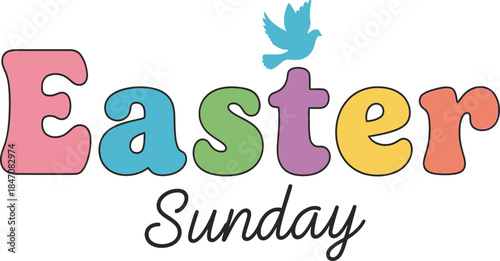 Colorful Easter Sunday design with flying bird for festive celebration