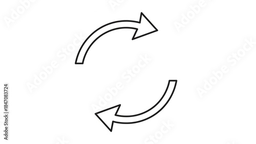 Arrows Symbolizing Process: Two curved arrows elegantly trace a continuous cycle, implying seamless progression or an ongoing process. conveying the idea of renewal and consistency. 