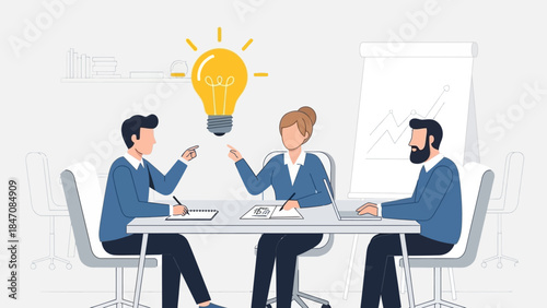 Modern Business Productivity Flat Vector Illustration Set