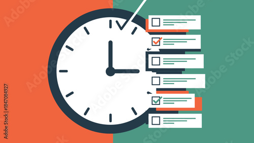 Modern Business Productivity Flat Vector Illustration Set