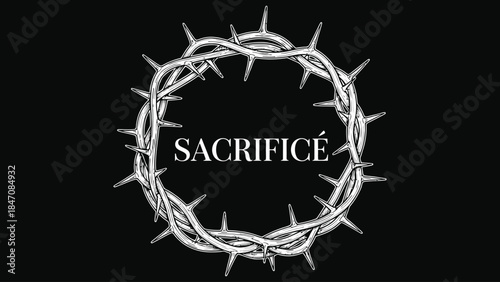 Good Friday concept Sacrifice Rendered as Crown of Thorns Illustration with Bold Text