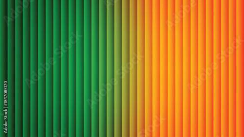 Vibrant green to orange gradient background with vertical stripes pattern