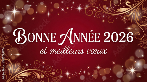 Carte de voeux bonne année 2026 rouge