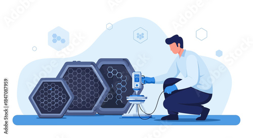 Innovative science research on molecular structures using advanced technology in a laboratory