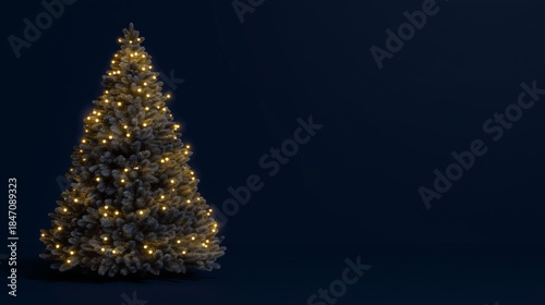 Christmas tree with soft lights in a dark room during the holiday season creating a warm atmosphere