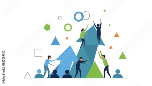 Modern Business Productivity Flat Vector Illustration Set