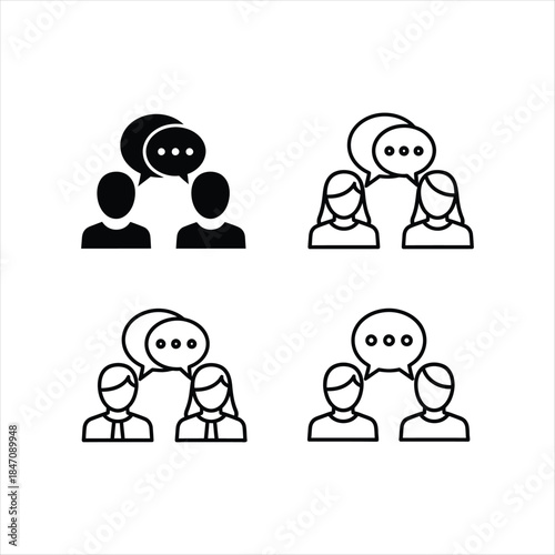 Vector illustration of a conversation icon set for digital communication