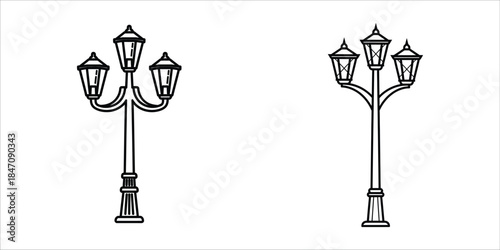 Vintage street lamp vector illustration in a classic detailed style
