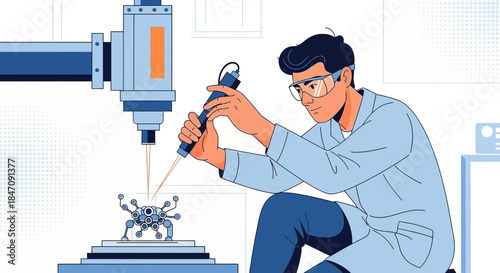 Scientist using advanced technology for research and development in laboratory setting