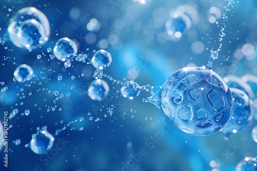 Wallpaper Mural Blue Cells Floating in Water with Bubbles Torontodigital.ca