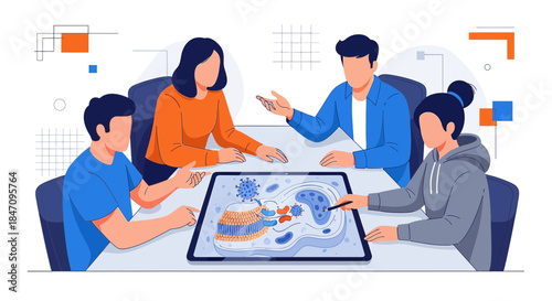 Collaborative study of viral structure and cellular interaction with digital tools at the desk