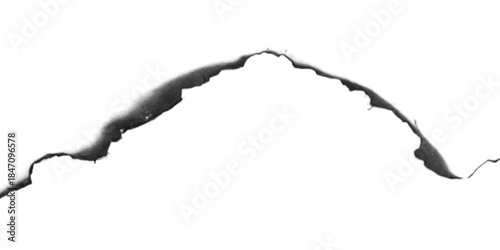 hole in paper. Black brush stroke texture with Japanese mountain forest pattern in vintage style.