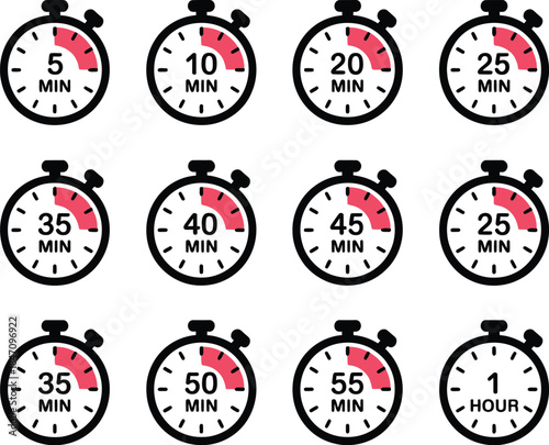 
Collection of Countdown Timer and Stopwatch Icons