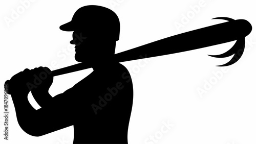 Silhouette of All-Star Baseball Player Hitting a Home Run with Dynamic Motion