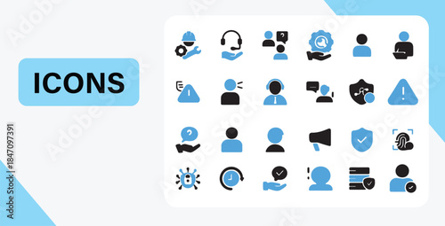 A versatile collection of two-tone user interface icons for various services and digital interactions