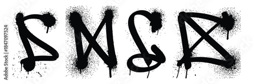 Graffiti Spray Stain Scribble Vector Set with Hand Drawn Tags, Brushstroke Splatters, Grunge Drips, and Urban Street Art Abstract Elements