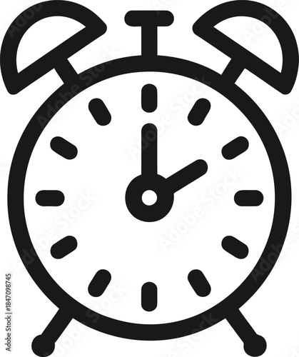 alarm clock line icon symbolizing time management deadline reminder productivity punctuality and scheduling concept for business and daily planning