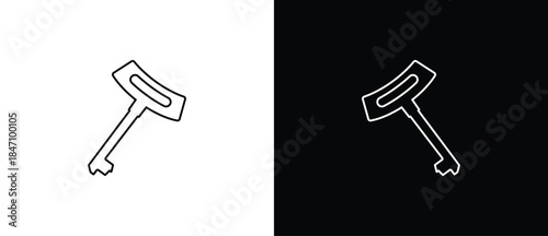 Key shaped icons. Key icons. Classic and modern keys. Vector illustration of a key with a transparent and black background. Editable stroke.
