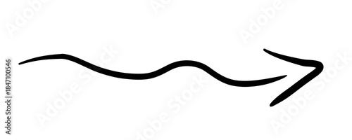 Hand Drawn Wavy Horizontal Arrow Icon.