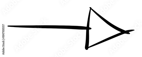 Hand Drawn Straight Horizontal Arrow with Large Triangular Head.