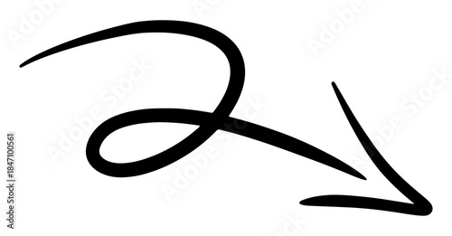 Hand Drawn Loopy Downward Arrow Icon.