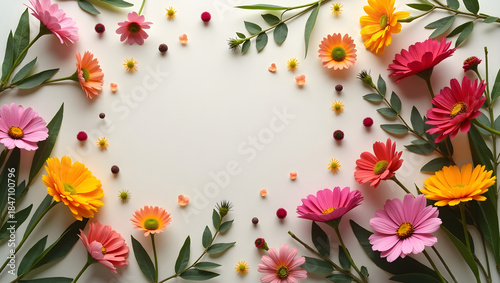 Colorful Flowers on White.