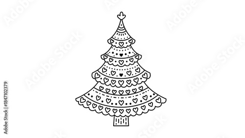 Decorated Christmas Tree Illustration.