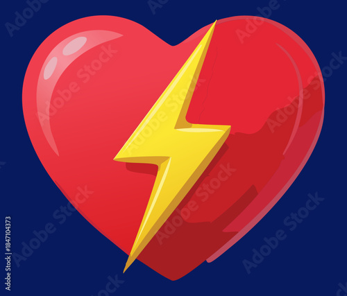 Cardiac emergency icon with heart and lightning bolt symbol for cardiology healthcare and heart attack awareness