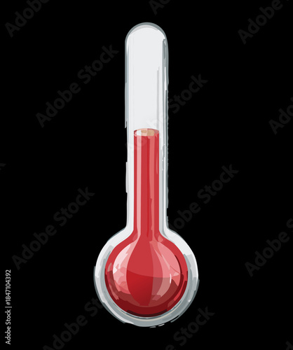 Medical thermometer with red liquid for body temperature measurement and fever diagnostic in healthcare clinic