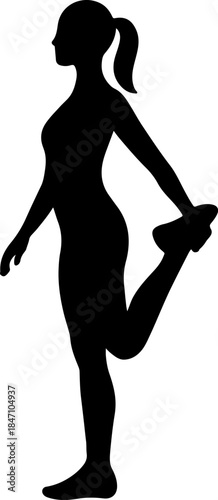 Photos Silhouette of a woman stretching her leg displaying athletic posture
