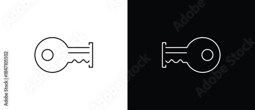 Key in a lock icon. Key icon set. Classic and modern keys. Vector illustration of a key with a transparent and black background. Editable border.