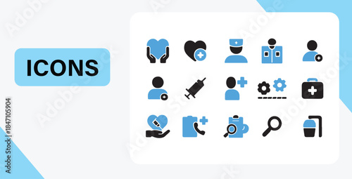 Comprehensive collection of healthcare and medical services flat design icons set