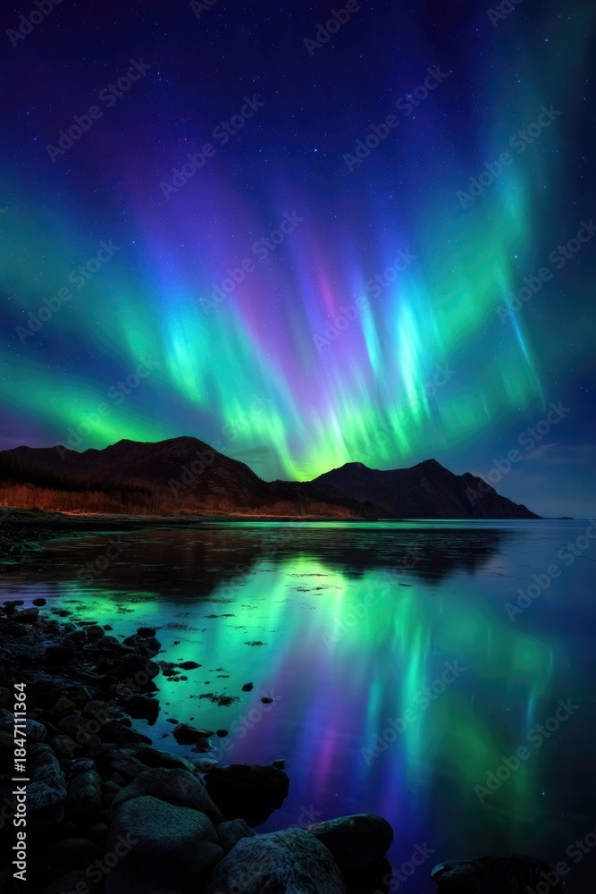 Naklejka premium Northern Lights Reflection