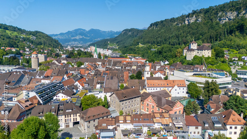 The City of Feldkirch with the Schattenburg Castle in the State of Voralberg, Austria 