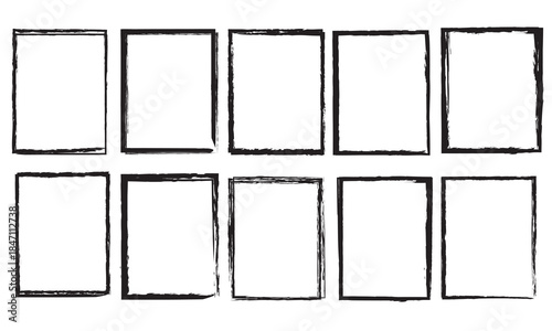 Hand drawn sketch frame vector. Simple doodle rectangle pencil frame border shape. Hand drawn doodle scribble border element for text quote template. Pencil brush stroke style. Vector illustration.