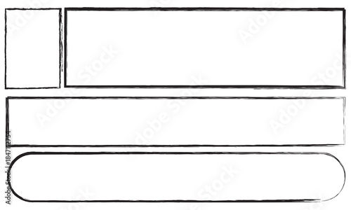 Hand drawn sketch frame vector. Simple doodle rectangle pencil frame border shape. Hand drawn doodle scribble border element for text quote template. Pencil brush stroke style. Vector illustration.