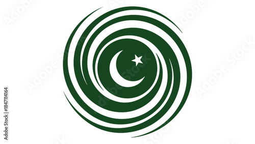 Stylized Pakistani Flag, Circular Modern Minimalist Vector Illustration, pakistani flag circular design, pakistani flag vector, minimalist pakistani flag, modern flag illustration, pakistan png flag, 