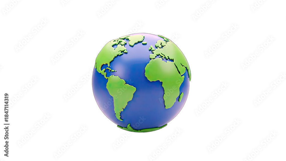Fototapeta premium 3D Earth Globe on White Background
